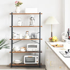 HCHQHS Bookshelf, 5-Tier Industrial Bookcase, Rustic Open Book Shelf, - Image 4