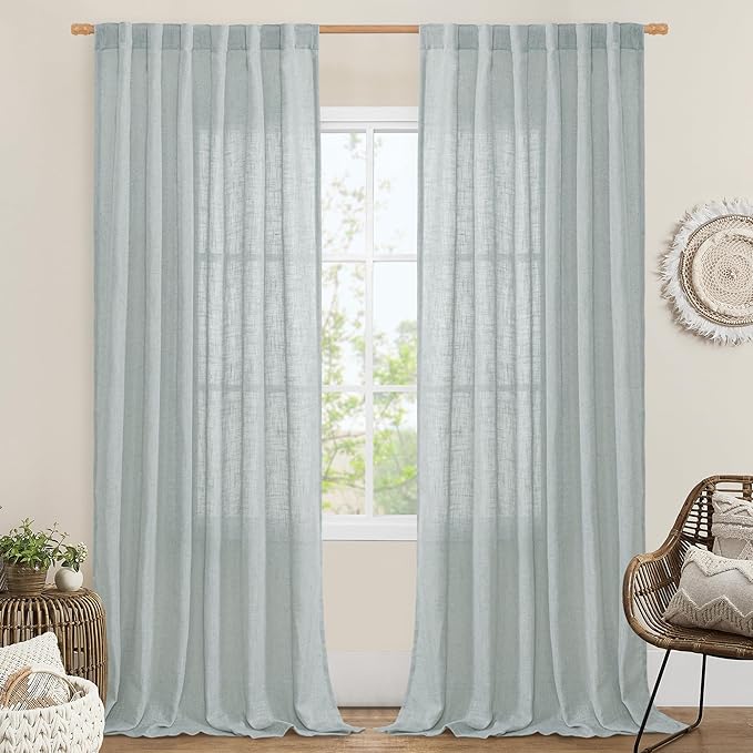 Living Room Linen Curtains 95 Inch by LAMIT