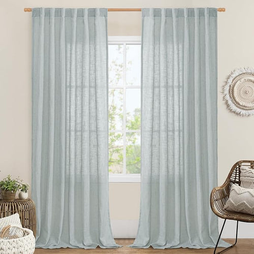 102 Inch Length Light Filtering Sheer Linen Curtains, 52 x 102 Inch | Linen by LAMIT