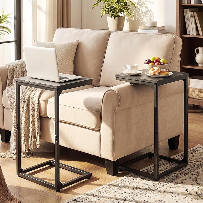 AMHANCIBLE C Shaped End Tables Set of 2, Couch Side Tables that Slide Under Sofa - Image 2