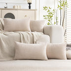 Set of 4 Soft Textured Decorative Throw Pillow Covers 12x20 Inch Cozy Farmhouse by Cozoomy