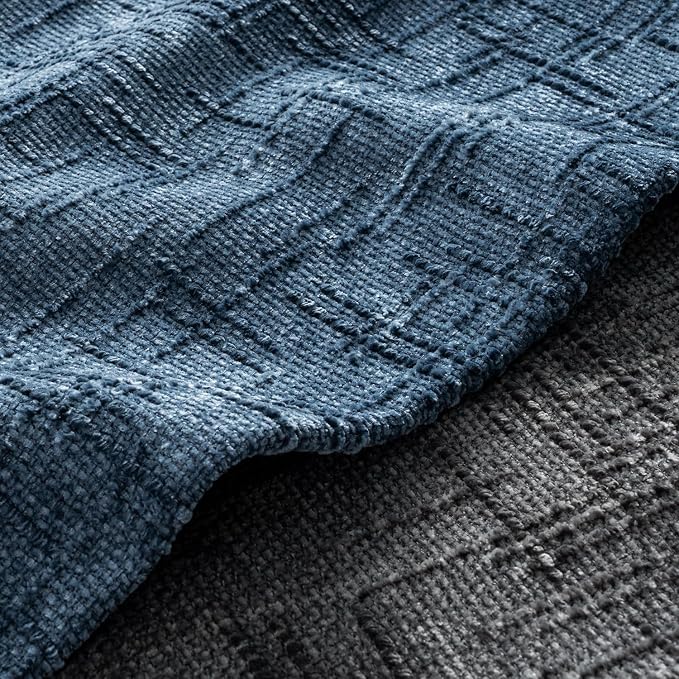 MIULEE Chenille Textured Throw Pillow Covers Blue Ashes 18x18 Set of 2 | Slubby - Image 2