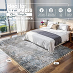 8x10 Area Rugs for Living Room Washable Bedroom Dining Room Brown Blue | Modern - Image 2