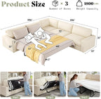 AMERLIFE 106" Oversized Sofa Bed, Sectional Sleeper Sofa - Image 2