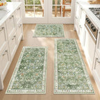 Yamaziot 2x3+2x4+2x5Ft Washable Kitchen Rug Set of 3 Non Slip, Sage Green | - Image 2