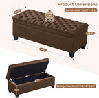 WUTUTUEE 50" Fabric Storage Ottoman Bench, Upholstered Rectangle End of Bed - Image 2