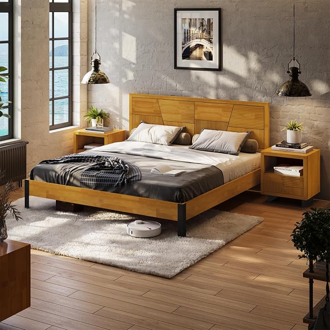 Bme Trapeze King Bed Frame – Modern Solid Wood Bed - Image 6