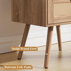 SUPERJARE Nightstand with Charging Station & Rattan-Like Decor Drawer, Rattan - Image 7