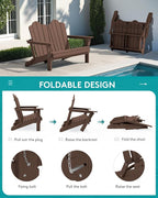 SERWALL Folding Adirondack Bench, HDPE All-Weather Adirondack Loveseat Set of 2 - Image 4