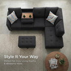 97.5" L Shaped Couch Set, Modular Sectional Couches - Image 6