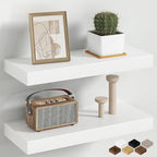 Fun Memories 16 Inch Floating Shelves Wall-Mounted, Engineered Wood Wall Shelves by FunMemories