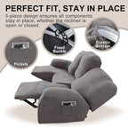5-Piece Recliner Sofa Covers, Stretch Geometric Strokes Jacquard Recliner Sofa - Image 4