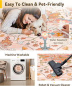 RELEANY Washable Area Rug, Round 5ft, Water Repellent, Pet Friendly, Vintage - Image 5
