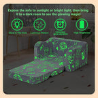 MeMoreCool Glowing Dog Print Kids Chair, 2-in-1 Foldable Kids Couch - Image 4