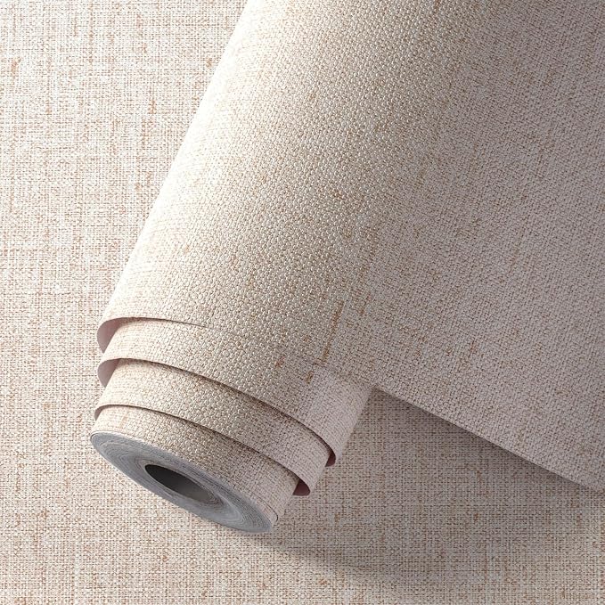 Beige Textured Contact Paper Grasscloth Wallpaper Peel and Stick Linen Self - Image 2