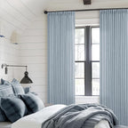 Extra Long Dusty Blue Linen Curtains 120 Inches Long 2 Panels | Coastal Sky Blue - Image 6