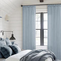 Dusty Blue Linen Pinch Pleated Curtains 108 Inches Long 2 Panels | Semi Sheer by Twodrapes