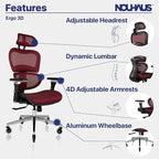Nouhaus Ergo3D Ergonomic Office Chair Lumbar Support Mesh Office Chair - Image 5