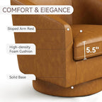 Swivel Barrel Accent Chairs Set of 2, Round Faux Leather Living Room Arm Chairs - Image 2