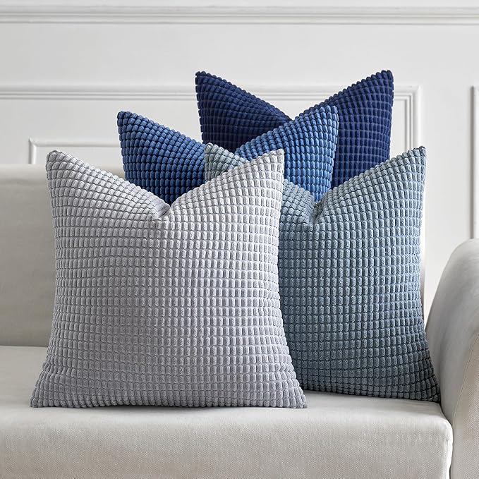 MIULEE Blue Decorative Pillow Covers 22x22 Inch Set of 4 Boho Western Farmhouse by MIULEE
