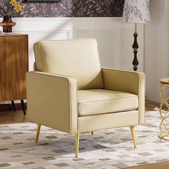 VINGLI Modern PU Leather Accent Chair, Single Sofa Chair by VINGLI