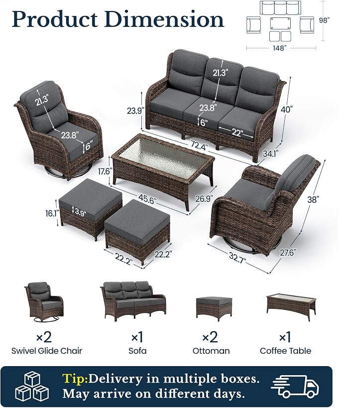 HILLGA Luxury High Back Patio Furniture Set - Image 9
