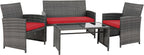 4 Piece Patio Ratten Set Outdoor Furniture Set Wicker Conversation Set - Image 7