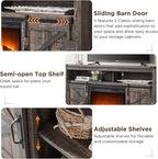 OKD Fireplace TV Stand for 65+ Inch TV, Rustic Media Console w/Sliding Barn - Image 3