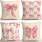 OBSEDE Cute Pink Bow Decorative Throw Pillow Covers 18 × 18 in, Couch Cushion by OBSEDE