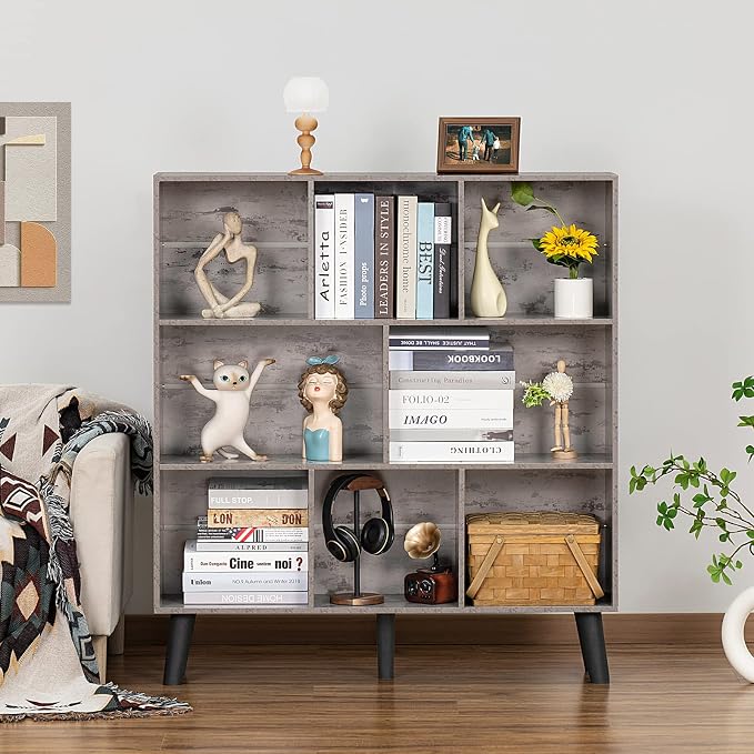 LEYAOYAO 8 Cube Bookshelf, Farmhouse Bookcase - Image 7