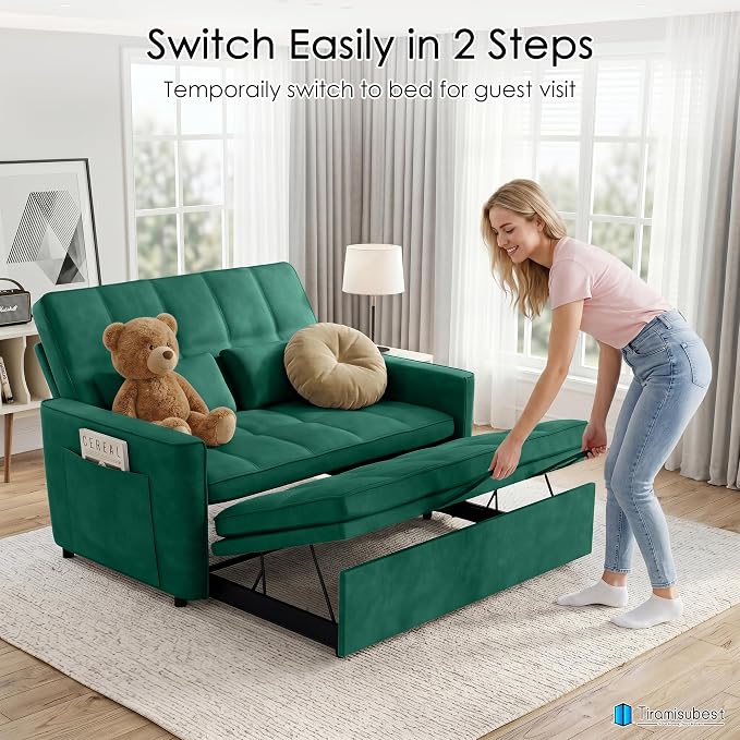 54'' Sleeper Sofa Bed, Convertible Pull Out Couch Futon - Image 7