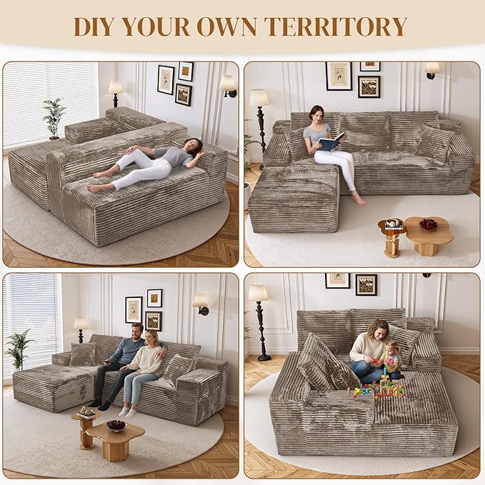 108" L Shaped Boneless Sectional Couches - Image 7