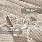 Exclusivo Mezcla Soft Waffle Fleece Bed Blanket King Size, Tan | Lightweight - Image 7