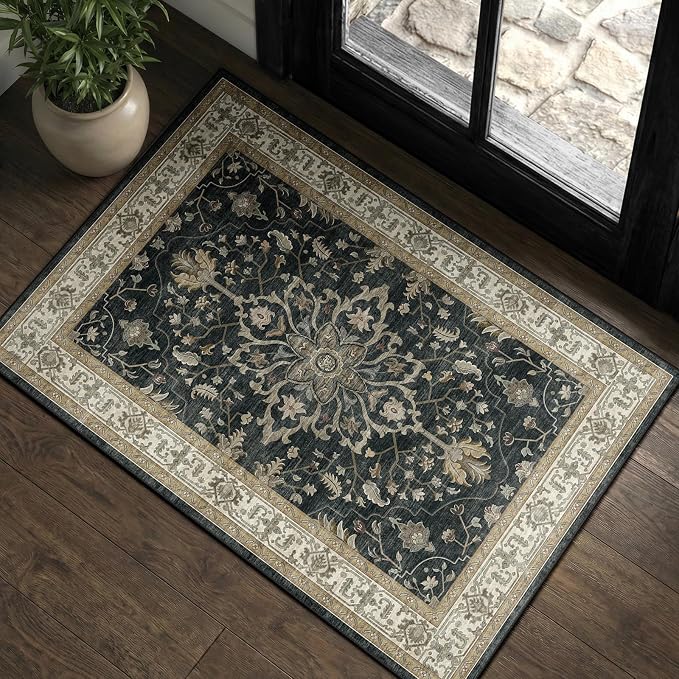 RELEANY Washable Area Rug, Small 2'x3', Water Repellent, Pet Friendly, Vintage by RELEANY