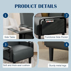 Andeworld Modern Grey Accent Chair, PU Leather Upholstered Armchair Side Chair - Image 4