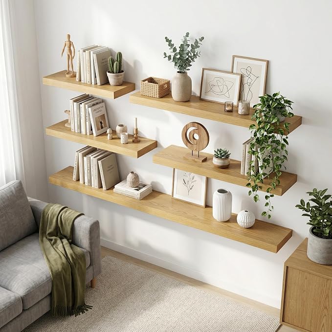 12 inch Deep Floating Shelves for Wall, 24 inch Wide Engineered Wood Wall - Image 3