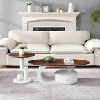 Modern Oval Coffee Table Set of 2, Wood Living Room Accent Coffee Table and - Image 2