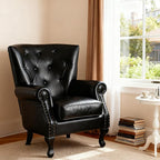Modern Faux Leather Accent Chair, Upholstered Mid-Century Armchair - Image 5