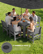 SERWALL HDPE Dining Set for 6: 1 Umbrella Hole Table, 4 Armless + 2 Armchairs. - Image 3