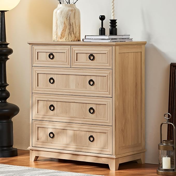 Joaxswe Farmhouse 5 Drawer Dresser - Image 5