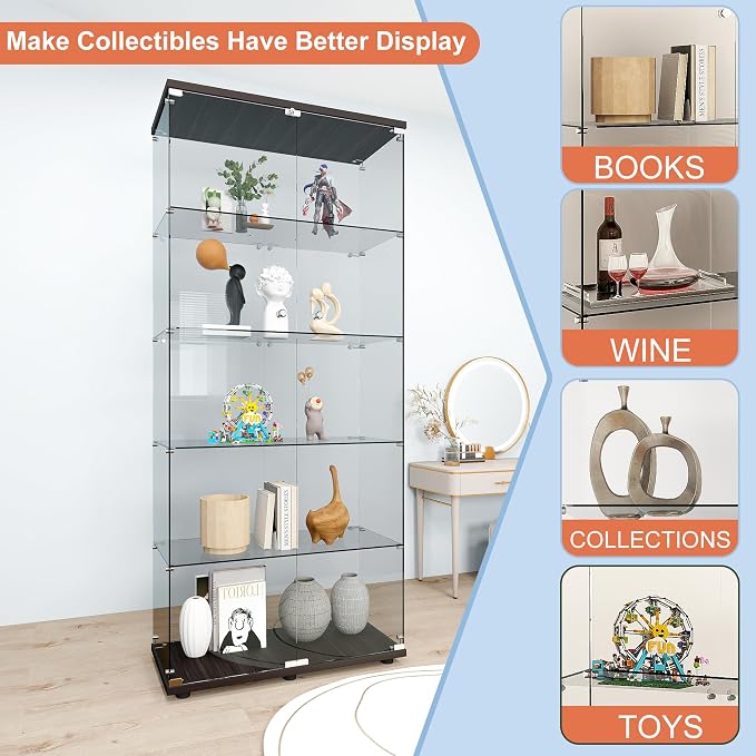 FANYUSHOW 5-Shelf Tempered Glass Display Cabinet - Image 3