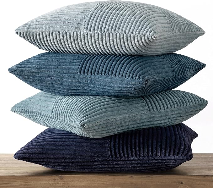 MIULEE Dusty Blue Navy Farmhouse Throw Pillow Covers 20x20 Inch Set of 4 Boho - Image 6