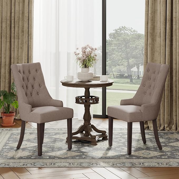 COLAMY Fabric Side Dining Chairs Set of 2, Wingback Upholstered Dining Room - Image 3