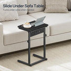 HOOBRO C-Shaped End Table with Charging Station, Adjustable Height Sofa Tray - Image 6