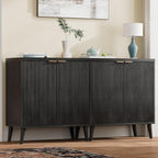 Homleke Buffet Cabinet with Storage, Modern Fluted Accent Sideboard with Doors - Image 3