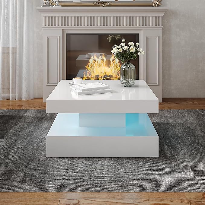 HedoAjim White LED Coffee Table - Image 6
