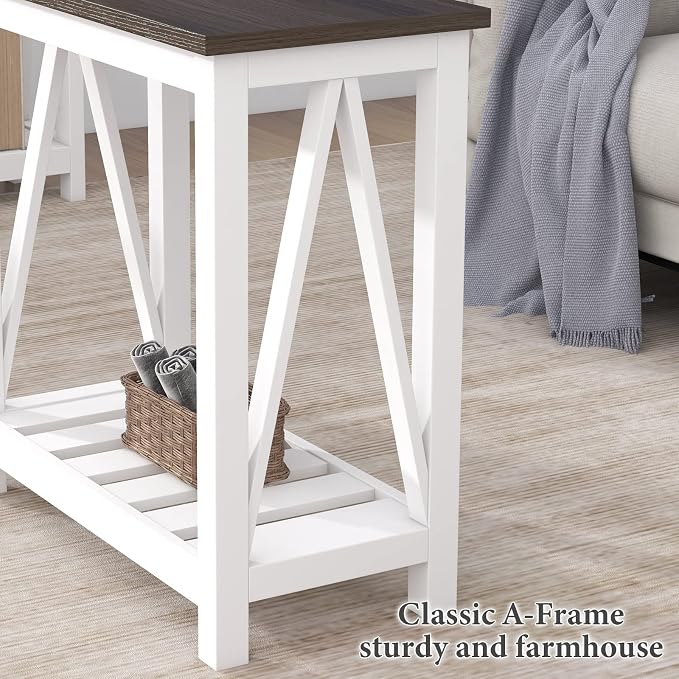 ChooChoo Farmhouse End Table Set of 2, Rustic Vintage Narrow End Side Table - Image 8