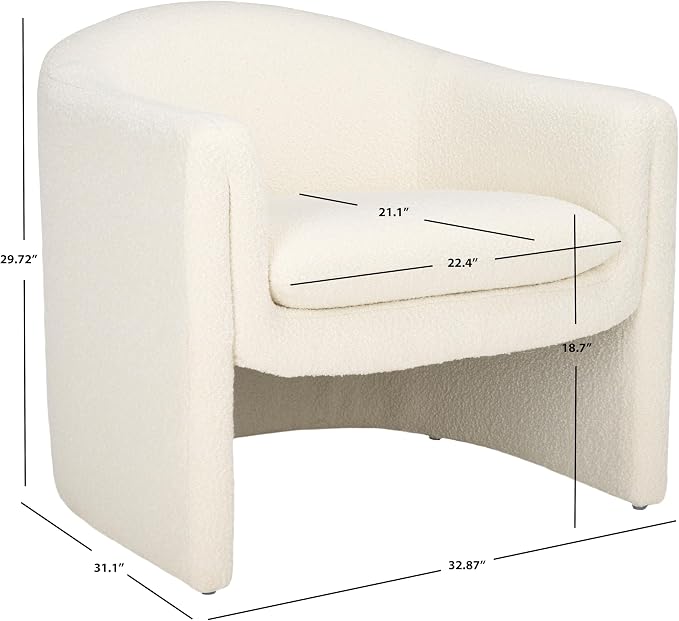 SAFAVIEH Couture Collection Laylette Ivory Boucle Accent Chair - Image 3