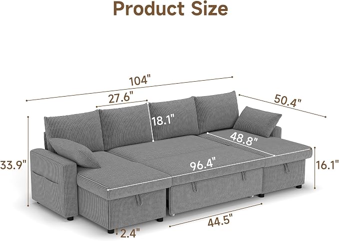 Sofa Bed, Apartment and Sunroom, Dark Gray - Image 2