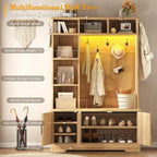 CSZZD Hall Tree with Bench and Shoe Storage, Fluted Entryway Bench with Coat - Image 2